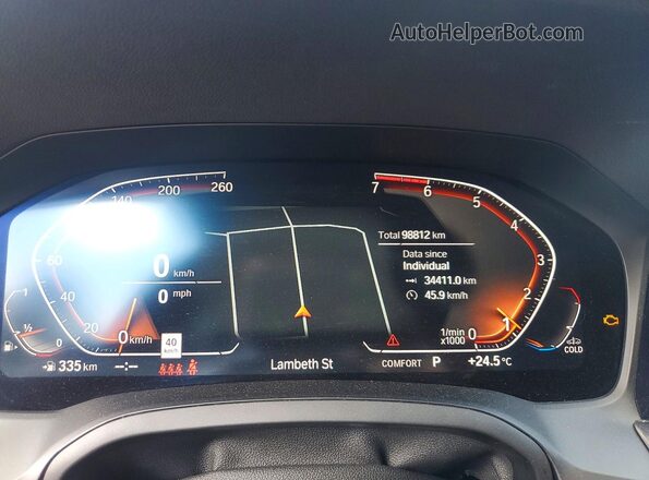 WBA5R7C59KAJ80097 2019 BMW 3 SERIES Black Widok zestawu wskaźników