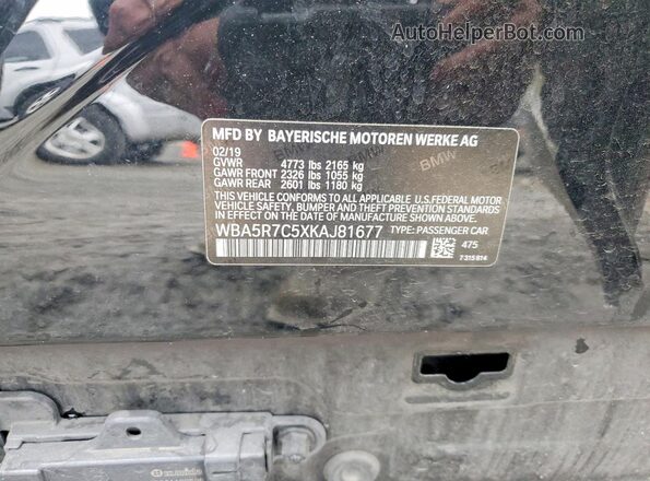 WBA5R7C5XKAJ81677 2019 BMW 3 SERIES Black VIN კოდის სტიკერის ხედი