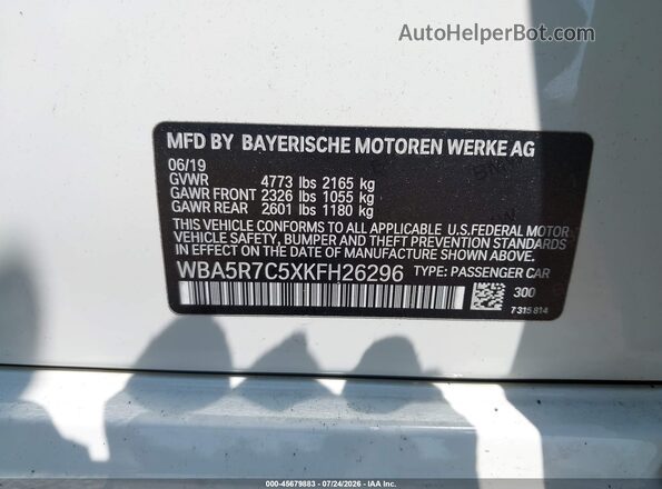 WBA5R7C5XKFH26296 2019 BMW 3 SERIES White Widok komory silnika