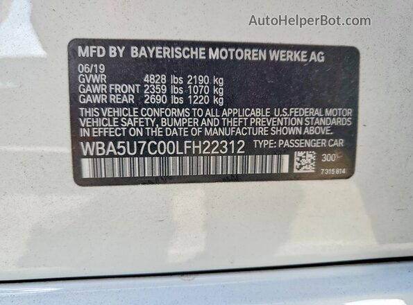 WBA5U7C00LFH22312 2020 BMW M3 White Vista del compartimento del motor