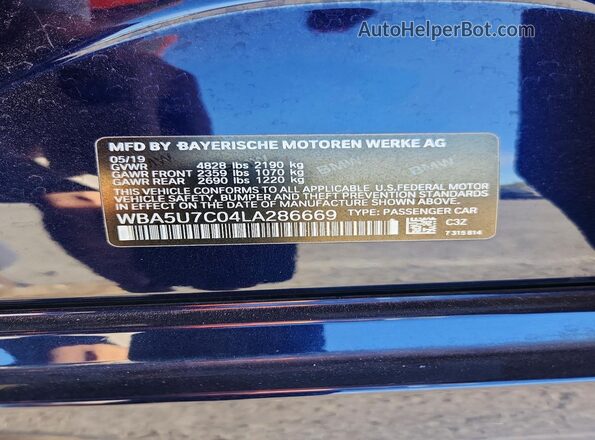 WBA5U7C04LA286669 2020 BMW M3 Синий Вид подкапотного пространства