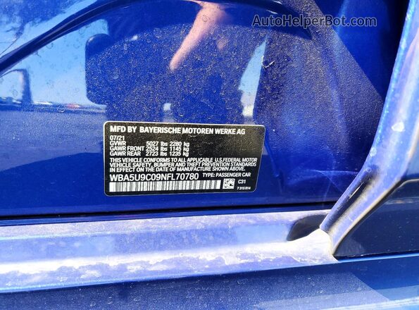 WBA5U9C09NFL70780 2022 BMW M3 Blue Շարժիչի բաժամունքի տեսք