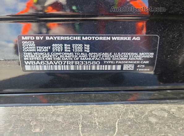 WBA63AV07RFR33580 2024 BMW 4 SERIES Black Engine compartment view