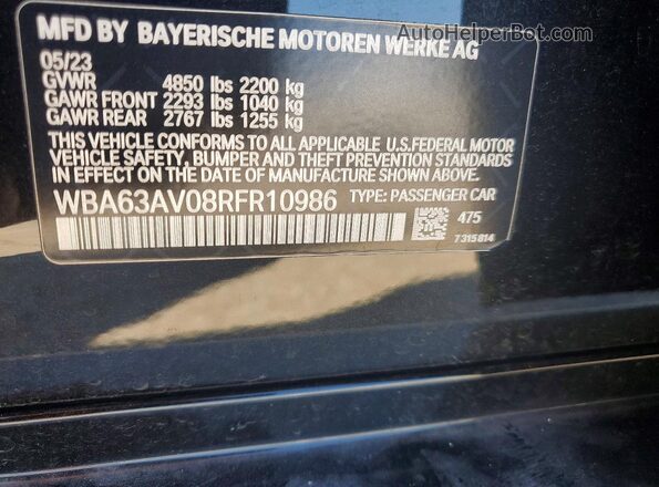 WBA63AV08RFR10986 2024 BMW 4 SERIES Black Вид підкапотного простору
