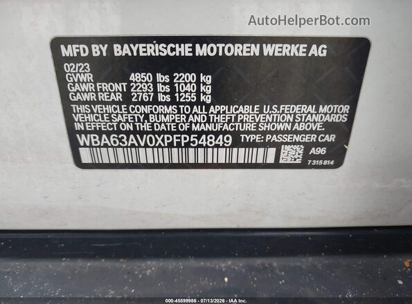 WBA63AV0XPFP54849 2023 BMW 4 SERIES Белый Вид подкапотного пространства