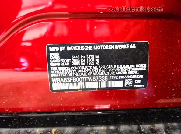 WBA63FB00TFW87335 2026 BMW M4 Red Widok komory silnika