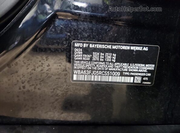 WBA63FJ05RCS51009 2024 BMW 5 SERIES Black VIN კოდის სტიკერის ხედი