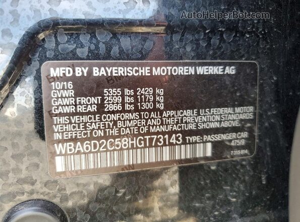 WBA6D2C58HGT73143 2017 BMW 6 SERIES Black Widok komory silnika
