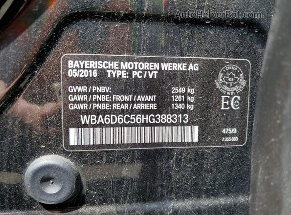 WBA6D6C56HG388313 2017 BMW 6 SERIES Black VIN կոդի պիտակի տեսք