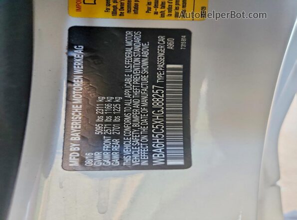 WBA6H5C5XHGJ88257 2017 BMW 6 SERIES White Вид підкапотного простору