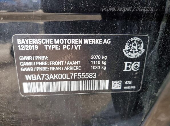 WBA73AK00L7F55583 2020 BMW 2 SERIES Black Widok komory silnika
