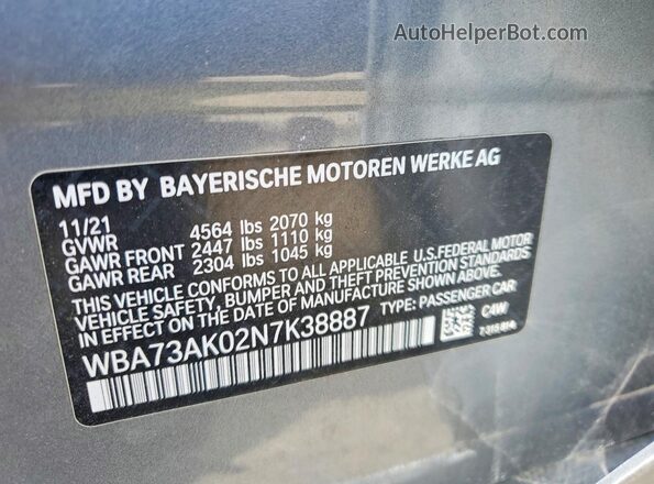 WBA73AK02N7K38887 2022 BMW 2 SERIES Silver Engine compartment view