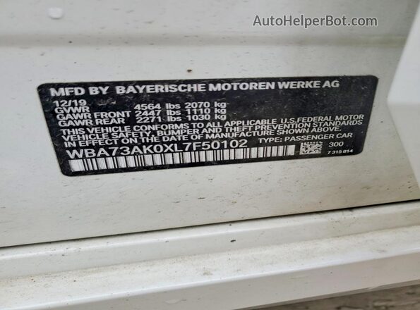 WBA73AK0XL7F50102 2020 BMW 2 SERIES White Widok komory silnika
