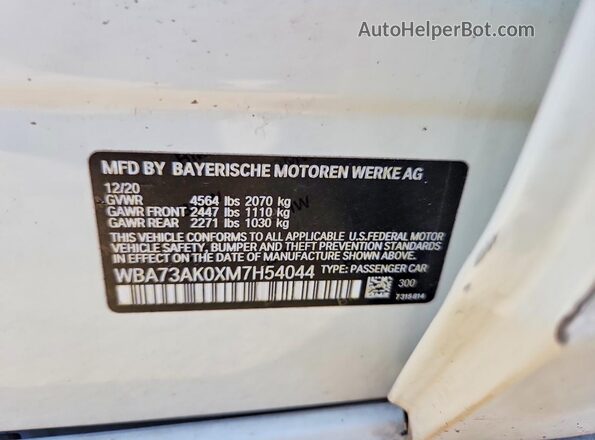 WBA73AK0XM7H54044 2021 BMW 2 SERIES White Widok komory silnika