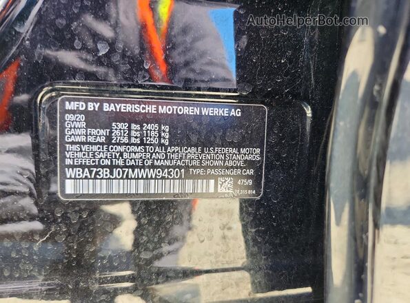 WBA73BJ07MWW94301 2021 BMW 5 SERIES Черный Вид подкапотного пространства
