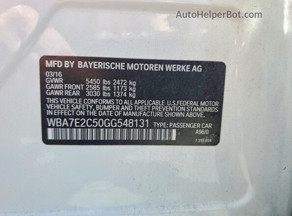 WBA7E2C50GG548131 2016 BMW 7 SERIES Белый Вид подкапотного пространства