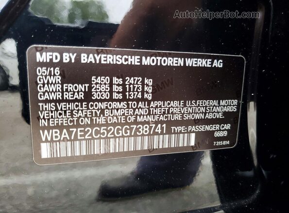 WBA7E2C52GG738741 2016 BMW 7 SERIES Черный Вид подкапотного пространства