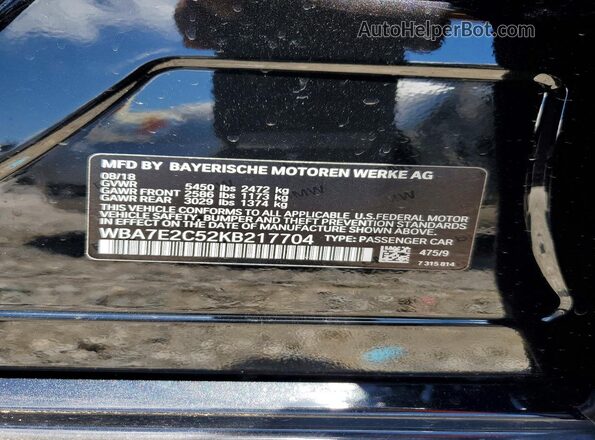 WBA7E2C52KB217704 2019 BMW 7 SERIES Black Շարժիչի բաժամունքի տեսք