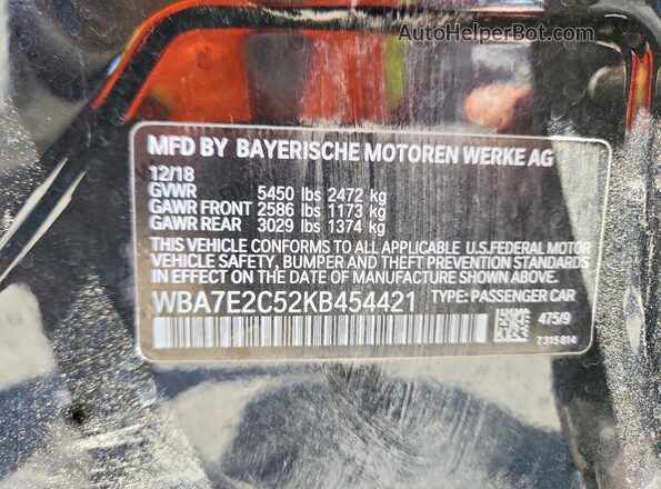 WBA7E2C52KB454421 2019 BMW 7 SERIES Black Widok komory silnika