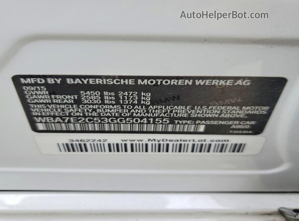 WBA7E2C53GG504155 2016 BMW 7 SERIES Белый Вид подкапотного пространства