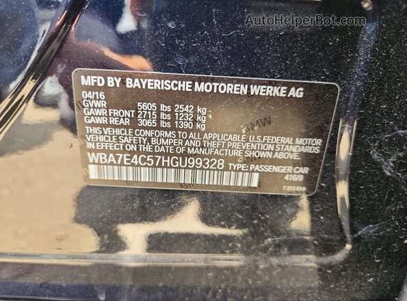 WBA7E4C57HGU99328 2017 BMW 7 SERIES Black Widok komory silnika