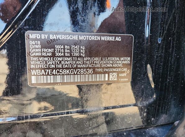 WBA7E4C58KGV28536 2019 BMW 7 SERIES Black Widok komory silnika