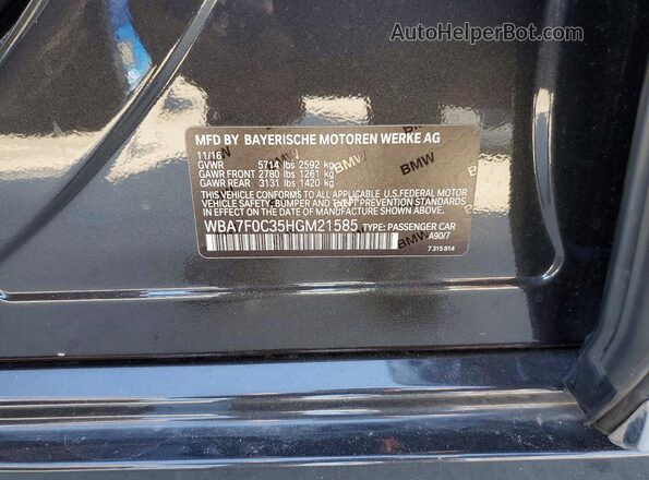 WBA7F0C35HGM21585 2017 BMW 7 SERIES Black ძრავის განყოფილების ხედი