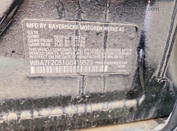 WBA7F2C51GG419523 2016 BMW 7 SERIES Черный Вид подкапотного пространства