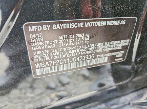 WBA7F2C51JG423935 2018 BMW 7 SERIES Black Engine compartment view
