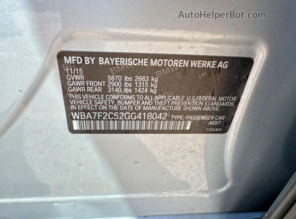 WBA7F2C52GG418042 2016 BMW 7 SERIES Серебряный Вид задних сидений