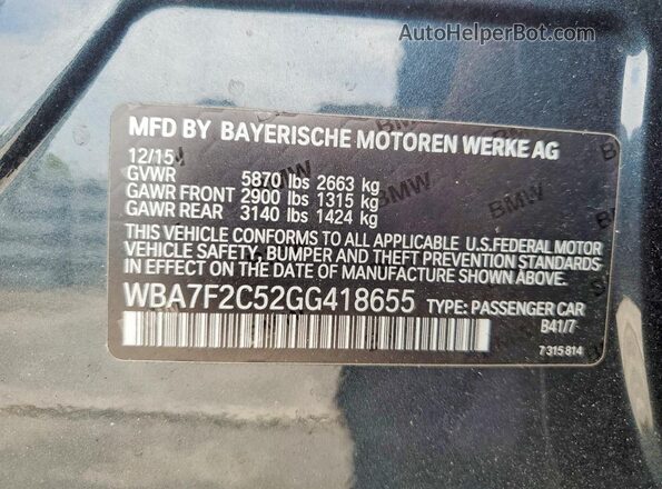 WBA7F2C52GG418655 2016 BMW 7 SERIES Silver ძრავის განყოფილების ხედი