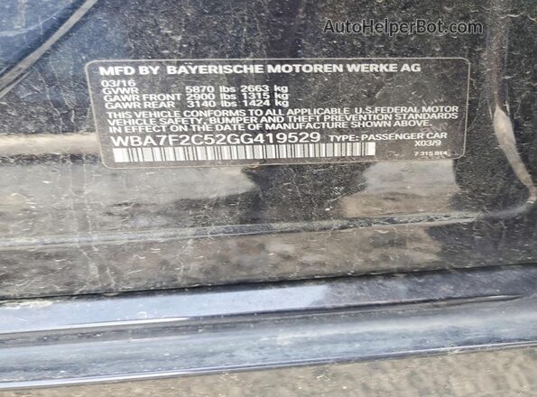 WBA7F2C52GG419529 2016 BMW 7 SERIES Black Engine compartment view