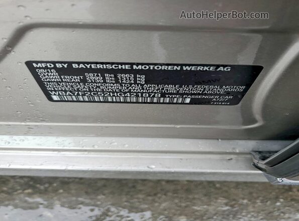 WBA7F2C52HG421878 2017 BMW 7 SERIES Серебряный Вид подкапотного пространства