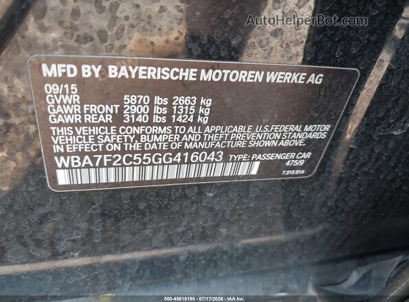 WBA7F2C55GG416043 2016 BMW 7 SERIES Black Engine compartment view