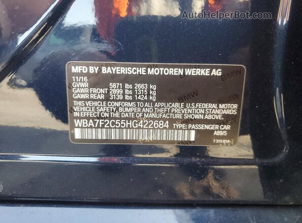 WBA7F2C55HG422684 2017 BMW 7 SERIES Blue Вид підкапотного простору