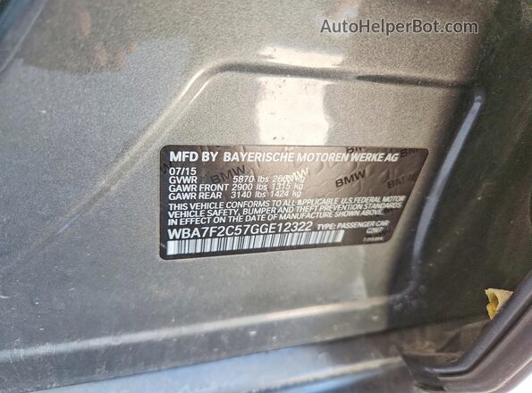 WBA7F2C57GGE12322 2016 BMW 7 SERIES Gray ძრავის განყოფილების ხედი