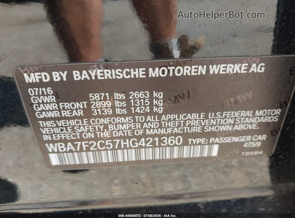 WBA7F2C57HG421360 2017 BMW ALPINA Черный Вид подкапотного пространства