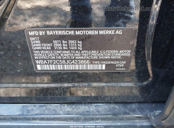 WBA7F2C58JG423866 2018 BMW ALPINA Black Вид підкапотного простору