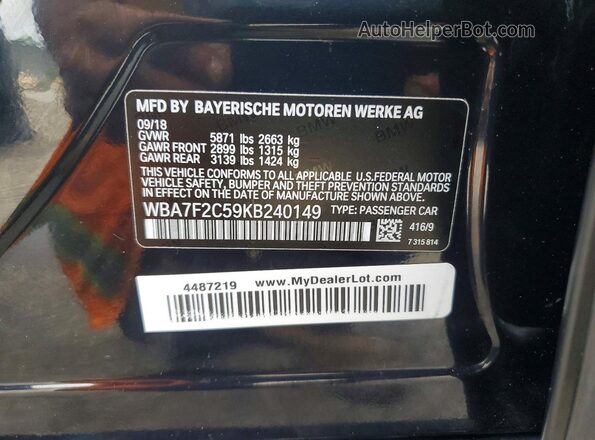 WBA7F2C59KB240149 2019 BMW 7 SERIES Black Widok komory silnika