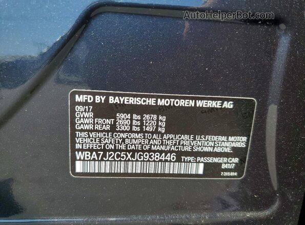 WBA7J2C5XJG938446 2018 BMW 7 SERIES Gray Շարժիչի բաժամունքի տեսք