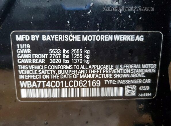 WBA7T4C01LCD62169 2020 BMW 7 SERIES Black Widok komory silnika