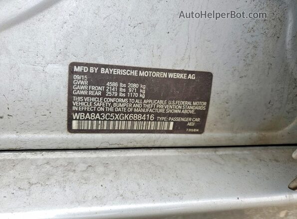 WBA8A3C5XGK688416 2016 BMW 3 SERIES Silver Widok komory silnika