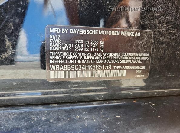 WBA8B9C34HK885159 2017 BMW 3 SERIES Black Widok komory silnika