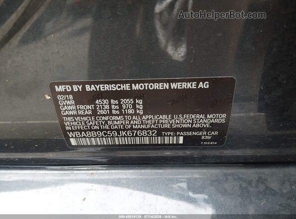 WBA8B9C59JK676832 2018 BMW 3 SERIES Gray Widok komory silnika