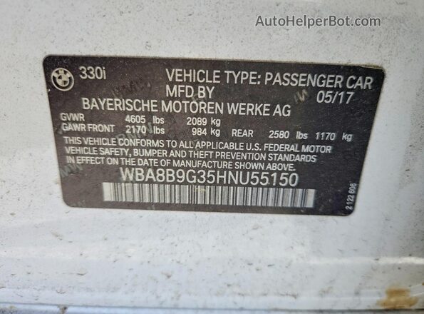WBA8B9G35HNU55150 2017 BMW 3 SERIES White Engine compartment view