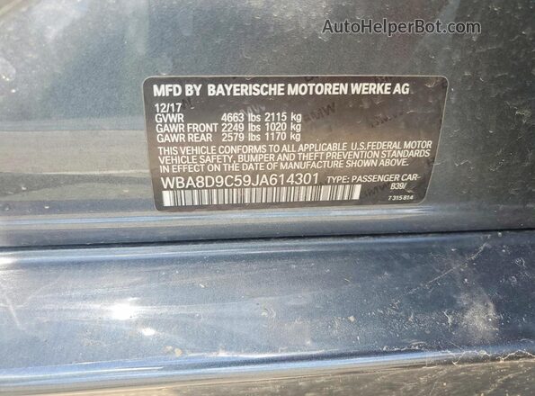 WBA8D9C59JA614301 2018 BMW 3 SERIES Gray Вид підкапотного простору