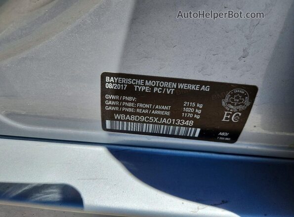 WBA8D9C5XJA013348 2018 BMW 3 SERIES Silver VIN կոդի պիտակի տեսք