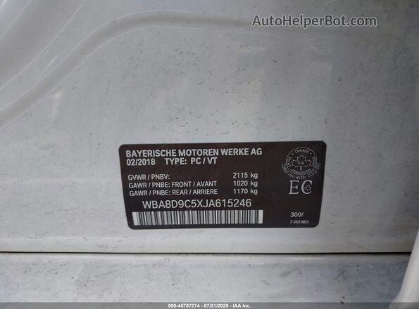 WBA8D9C5XJA615246 2018 BMW 3 SERIES White ძრავის განყოფილების ხედი
