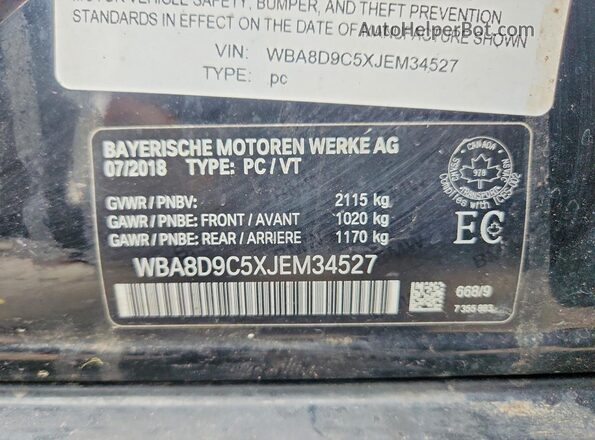 WBA8D9C5XJEM34527 2018 BMW 3 SERIES Black Вид підкапотного простору
