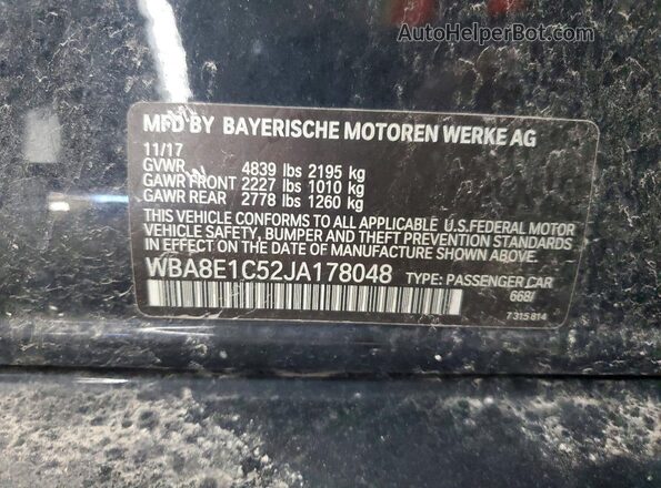 WBA8E1C52JA178048 2018 BMW 3 SERIES Black Շարժիչի բաժամունքի տեսք